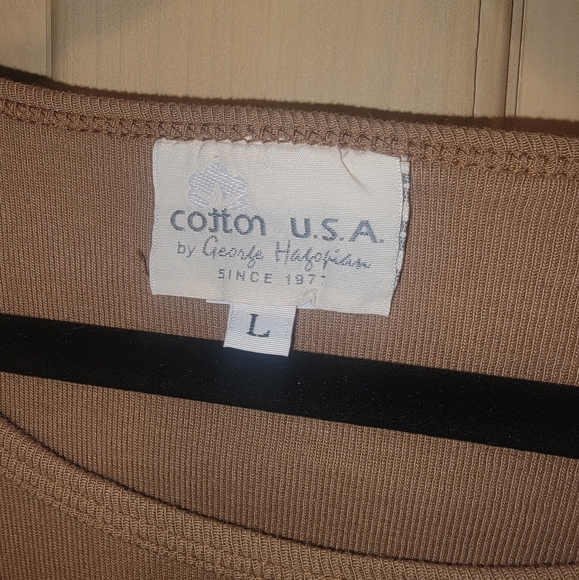 NWT Misses sz L Cotton USA by George Hagopian Light Brown long sleeve Shirt - Picture 4 of 5